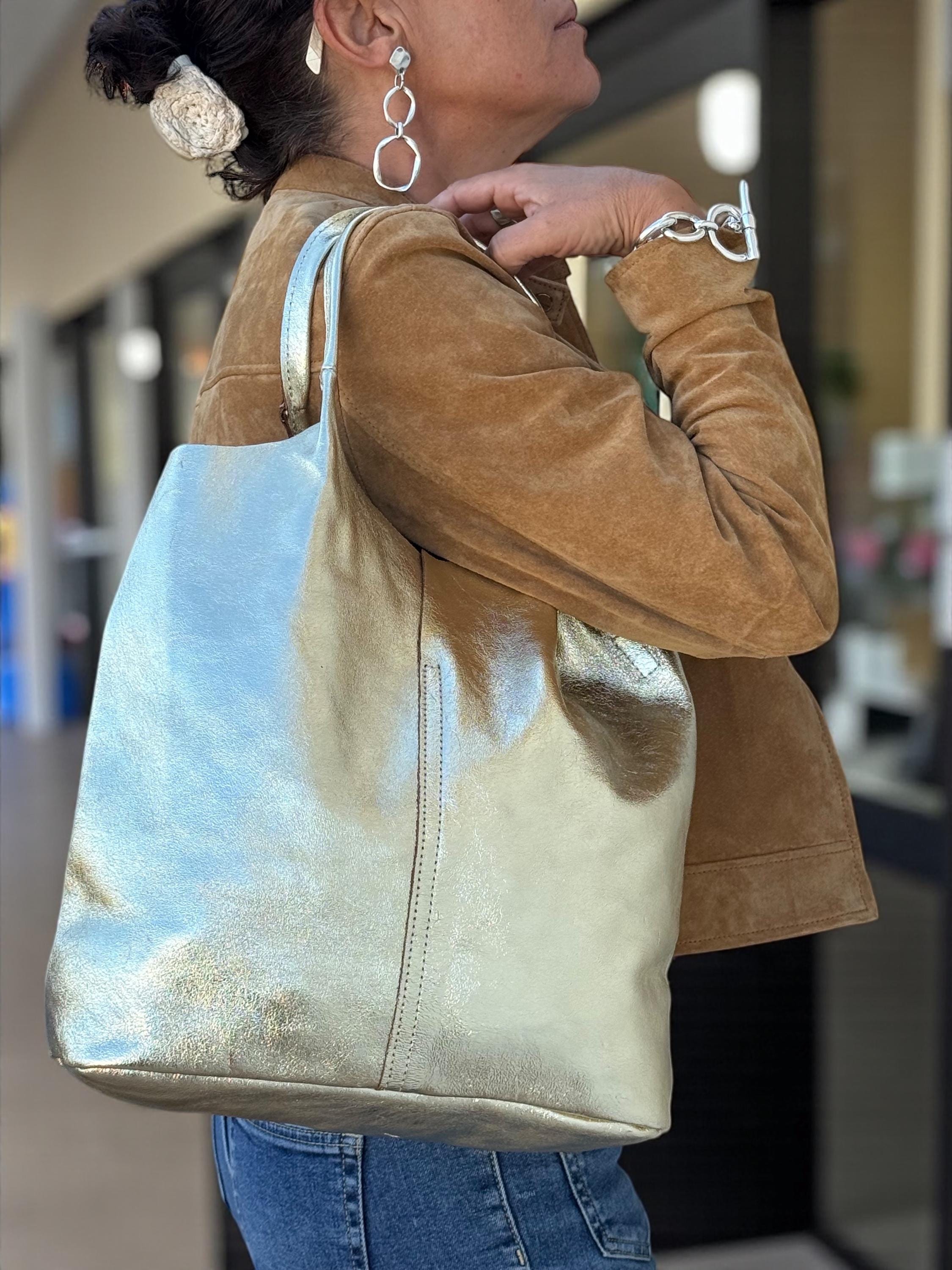 Gold tote bag