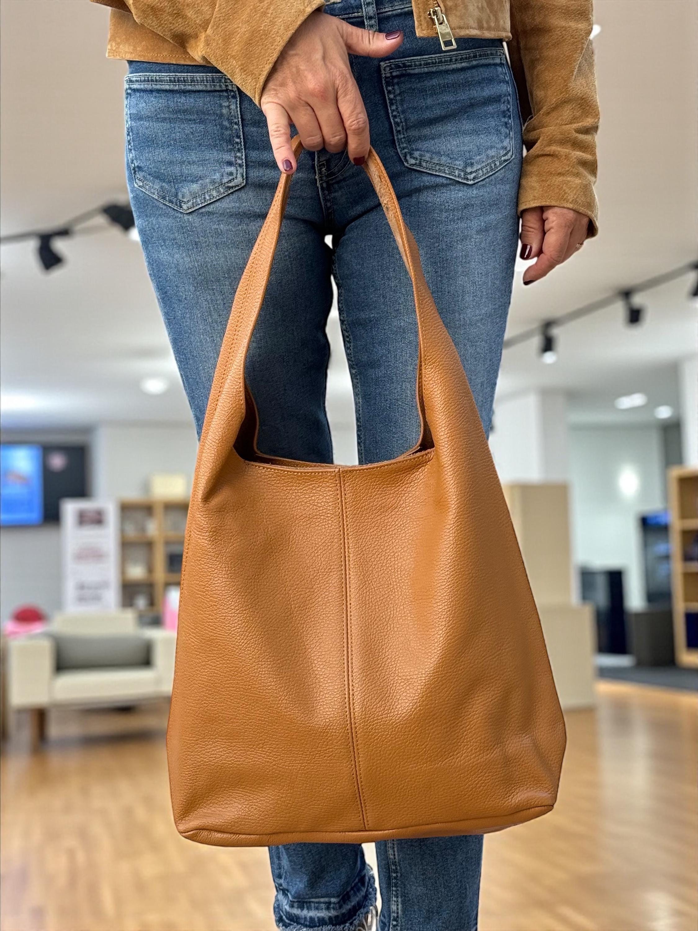 Genuine Leather tote in camel brown Paloma Palomo
