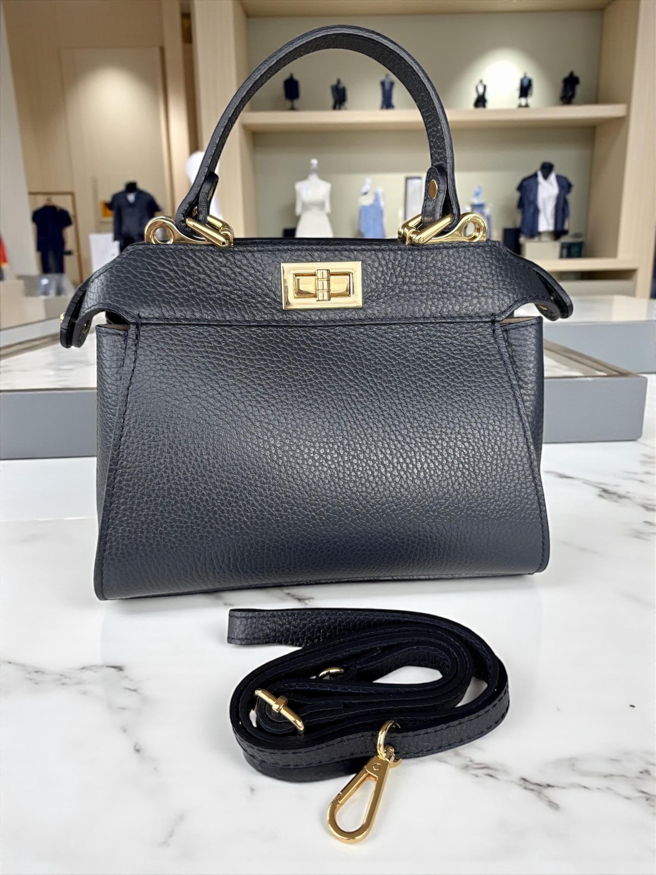 Blue structured handbag