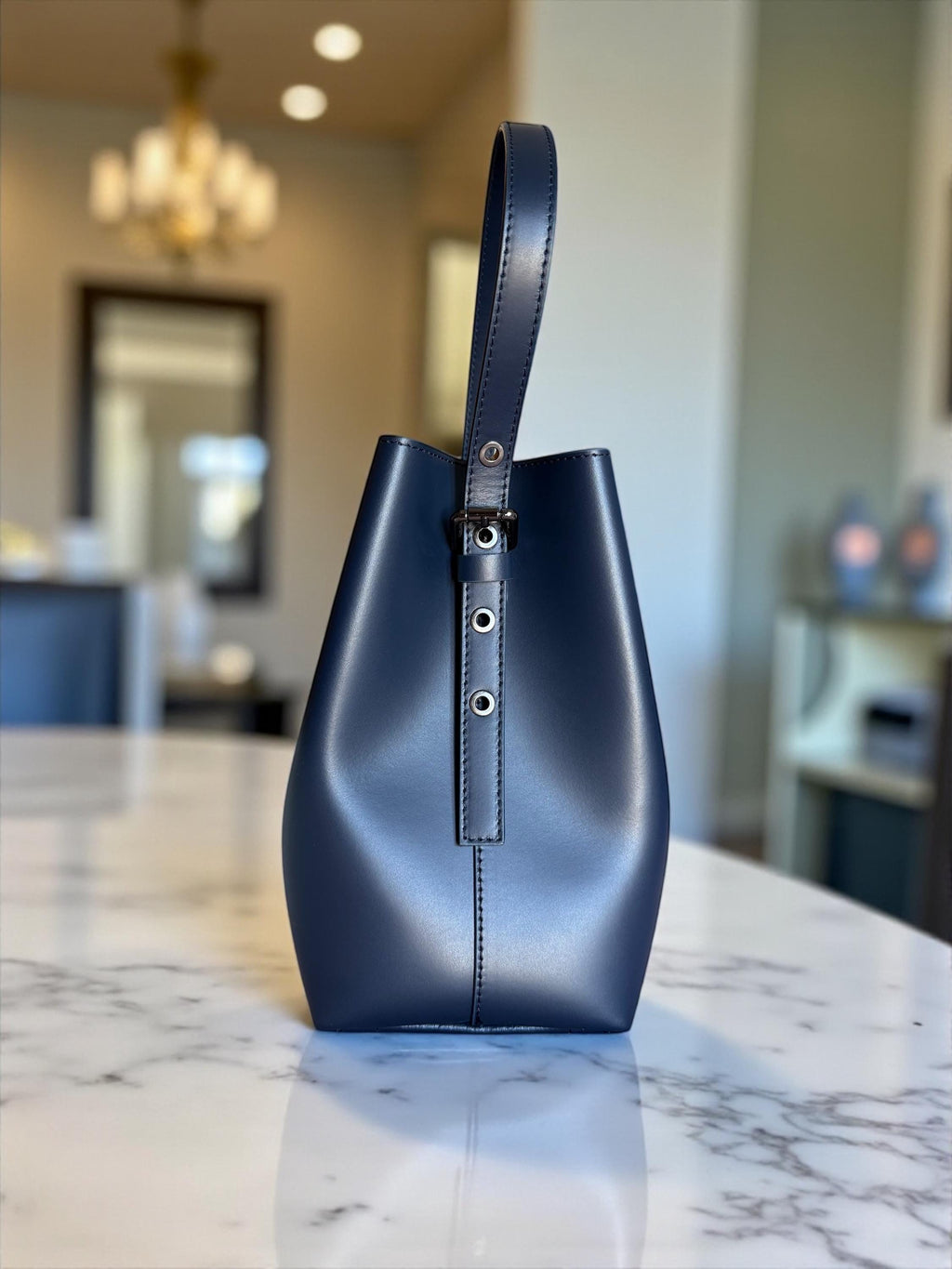 Stylish blue leather shopper bag Paloma Palomo