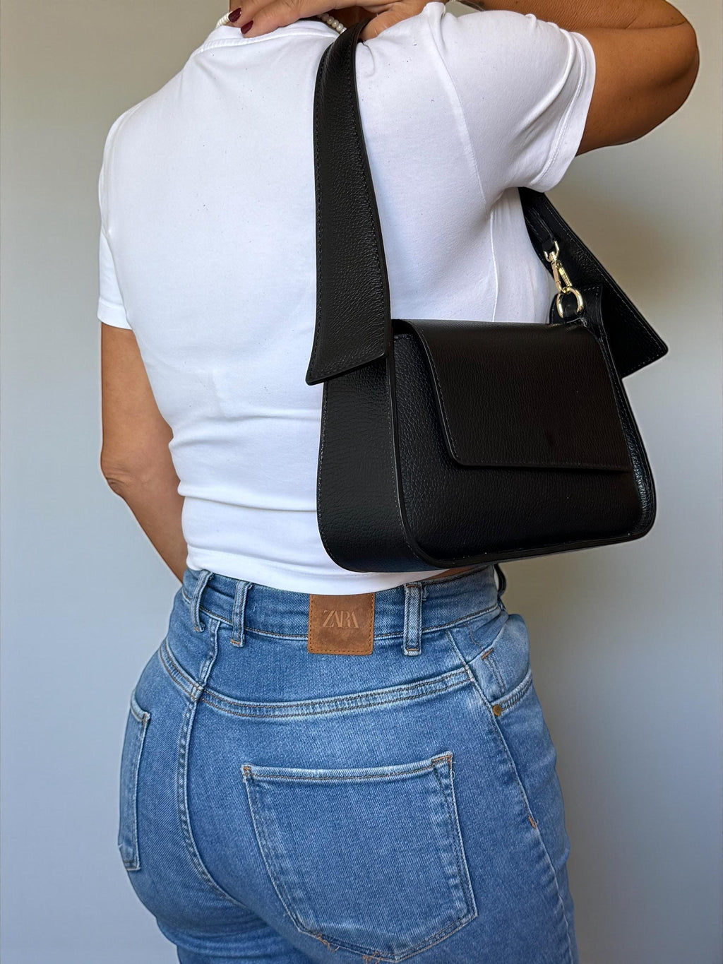 Rectangular leather saddle flap shoulder bag Paloma Palomo