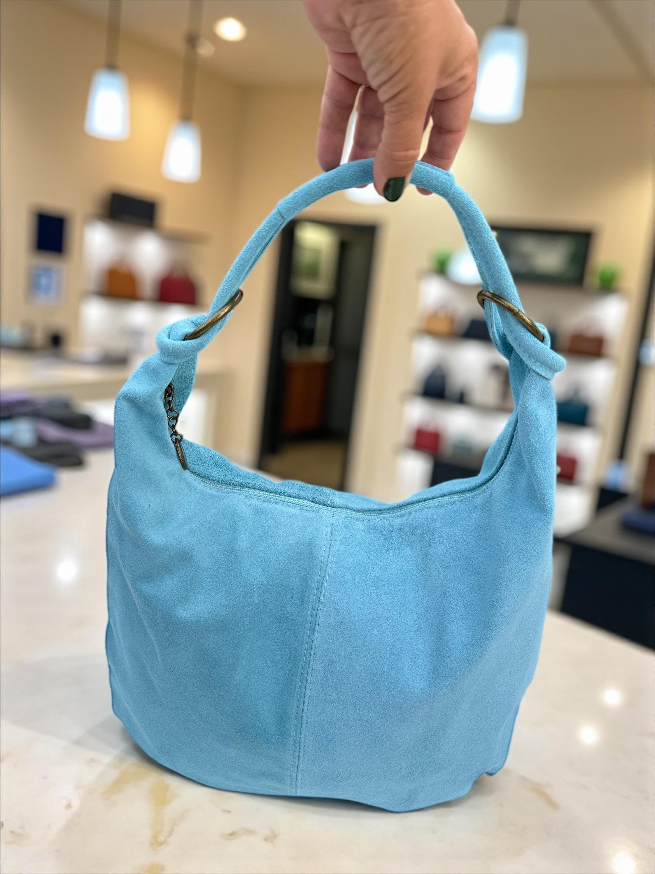 Zipper closure suede shopper bag for university or office