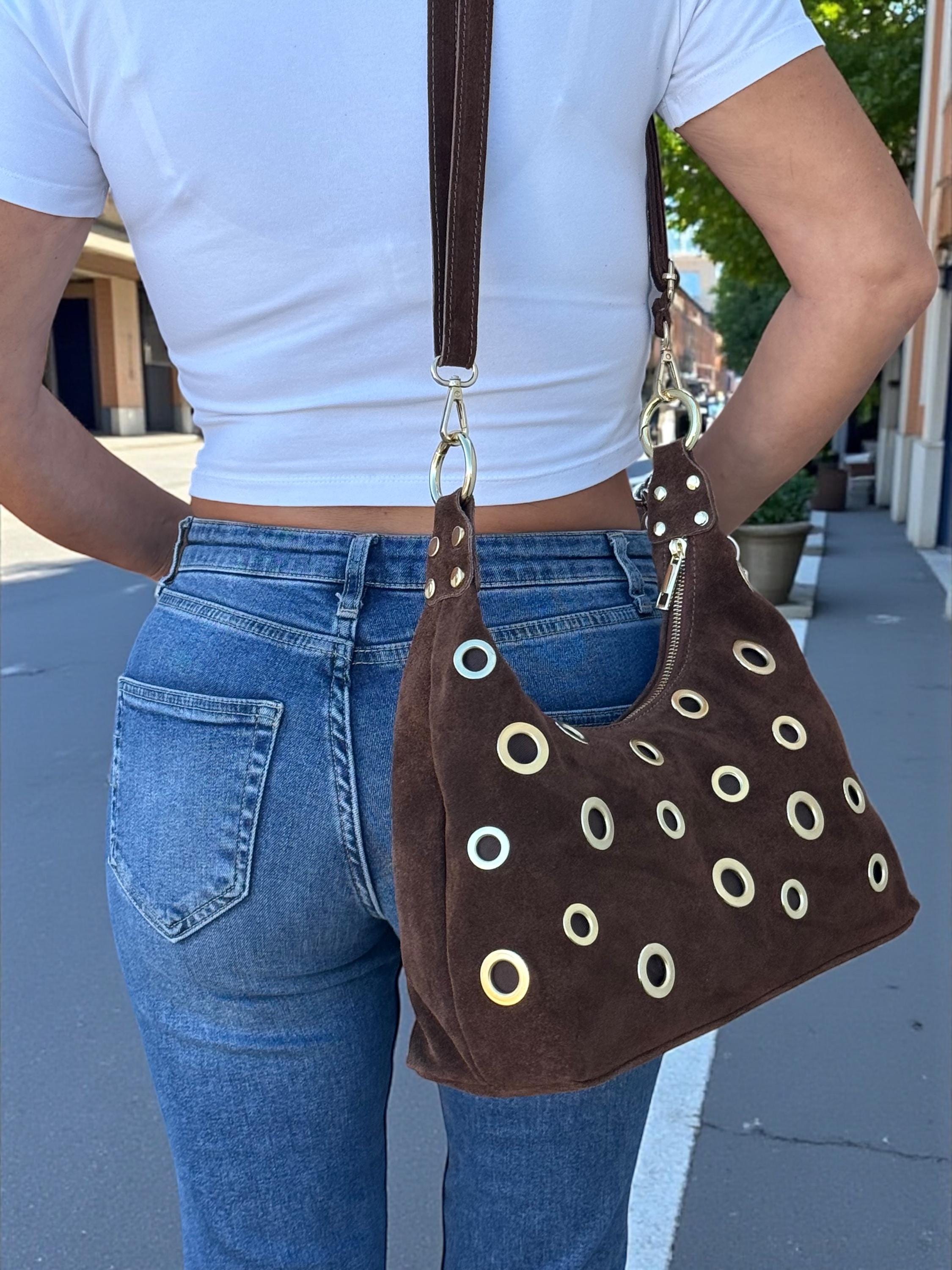 handcrafted suede bag 