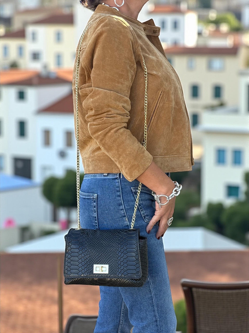 Gold chain reptile leather mini bag Paloma Palomo