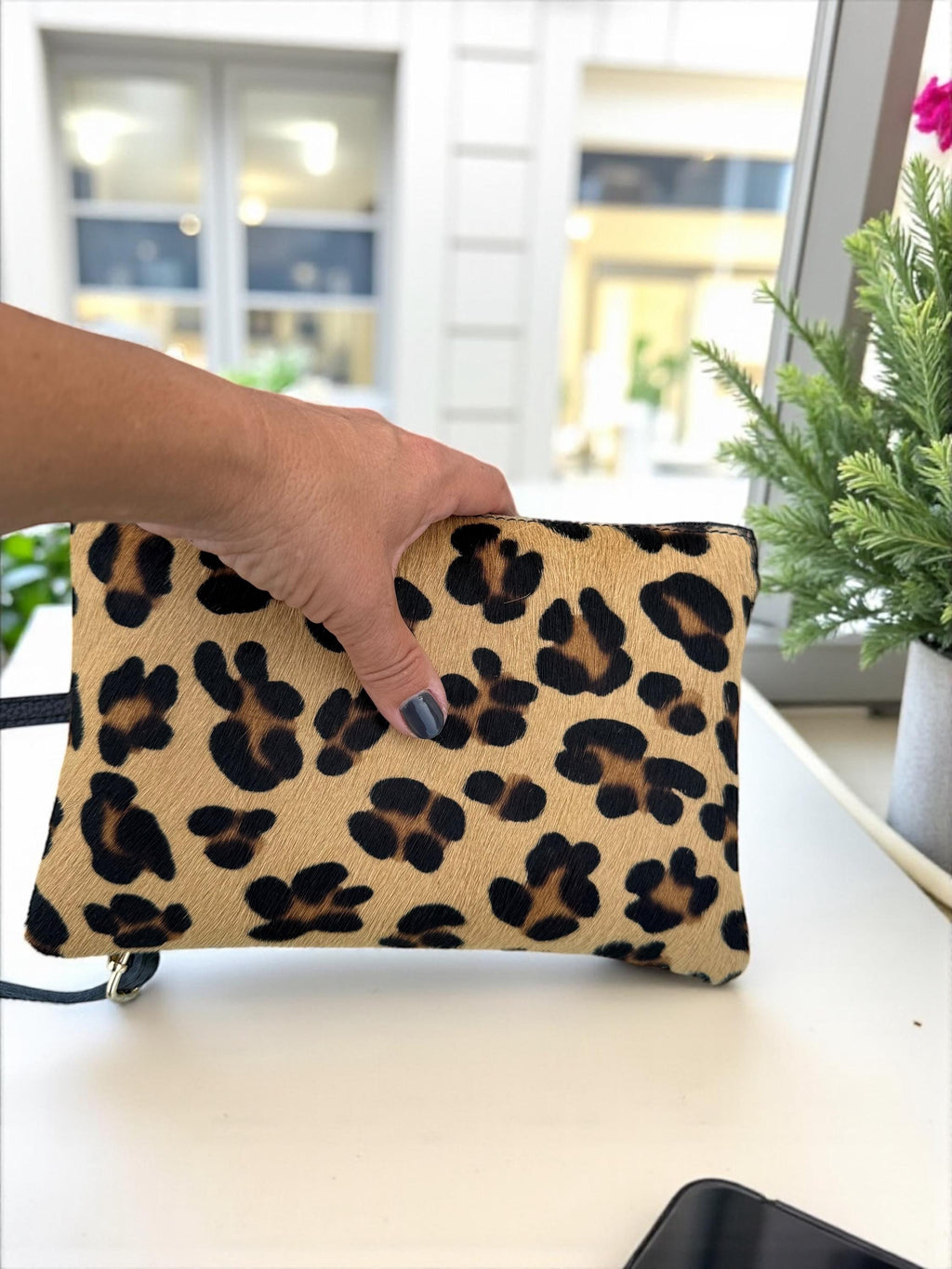 Animal print clutch