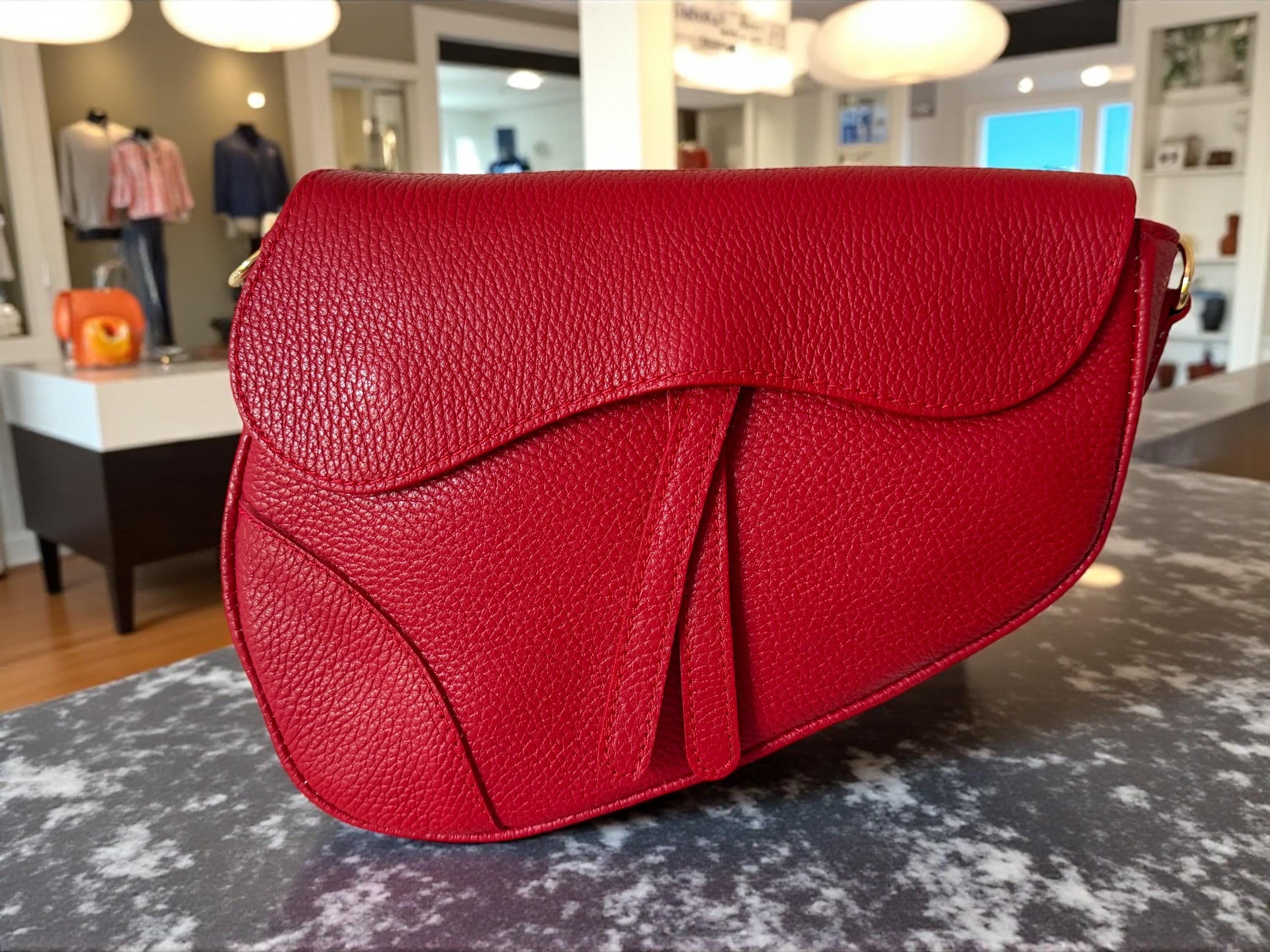 red Pebble leather classic Saddle bag
