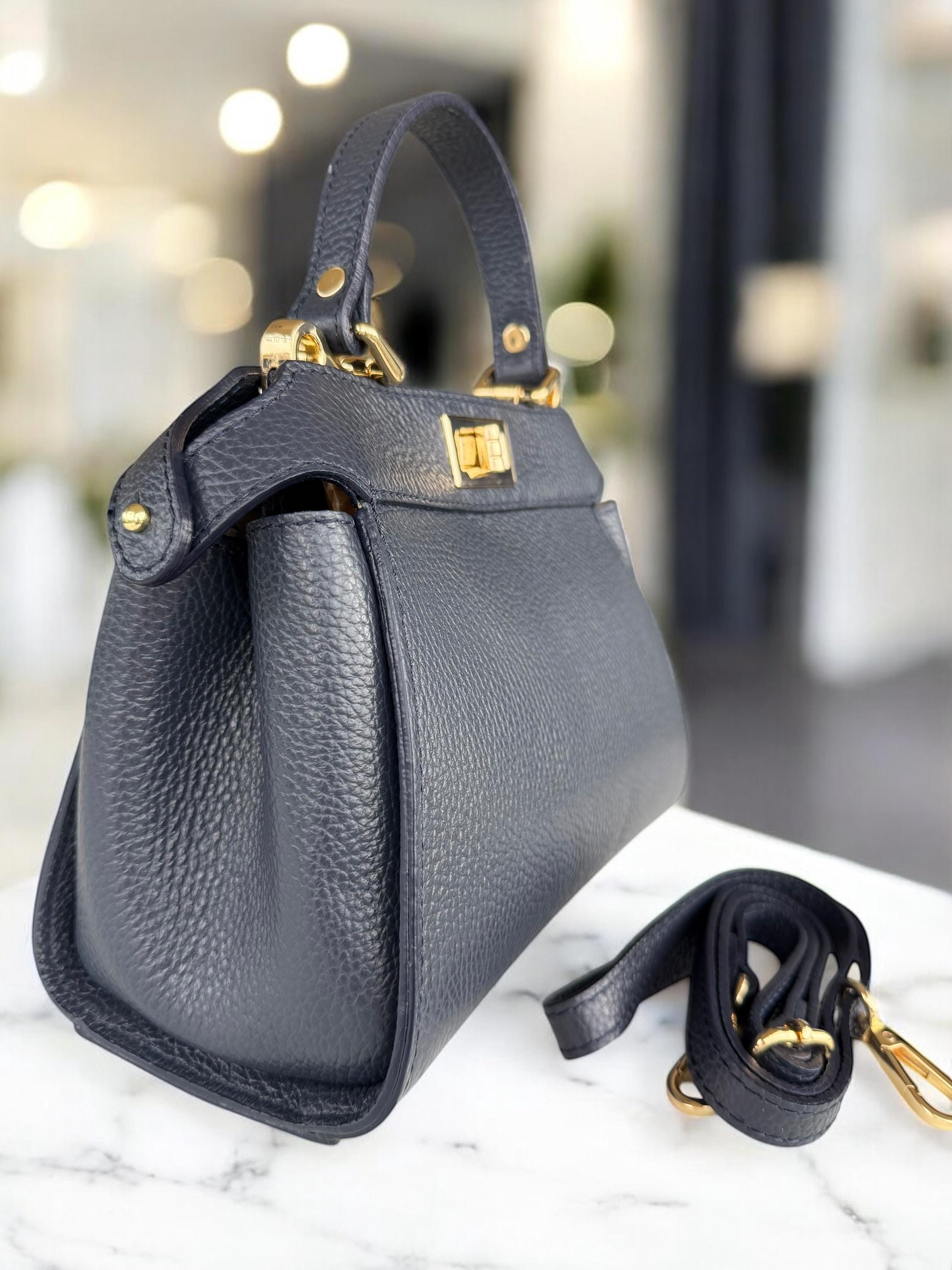 Textured leather handbag